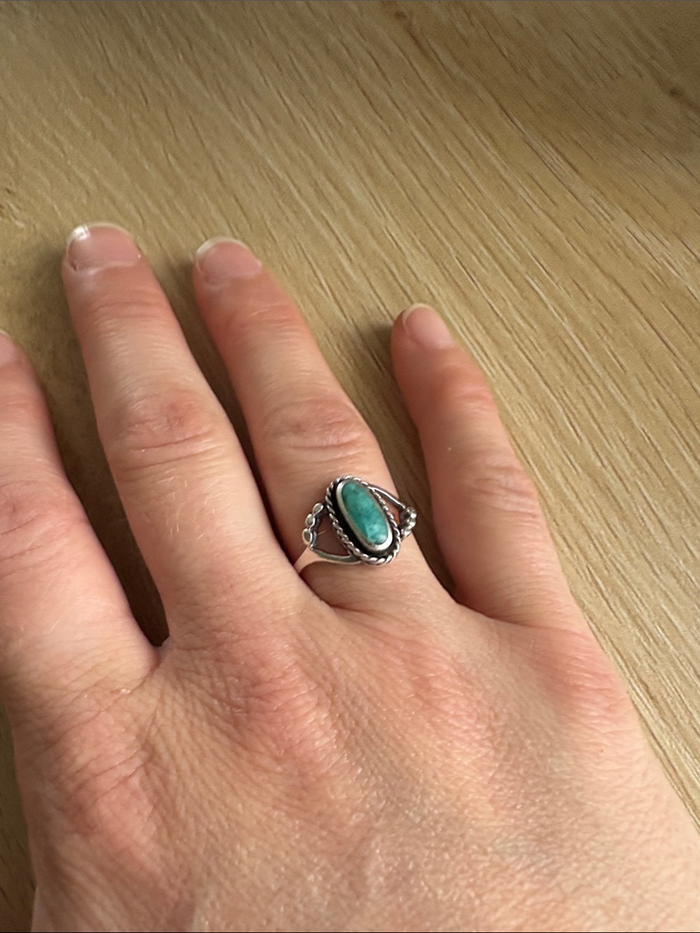 Genuine Turquoise 925 Sterling Silver Ring - Size 7 - Picture 8 of 8